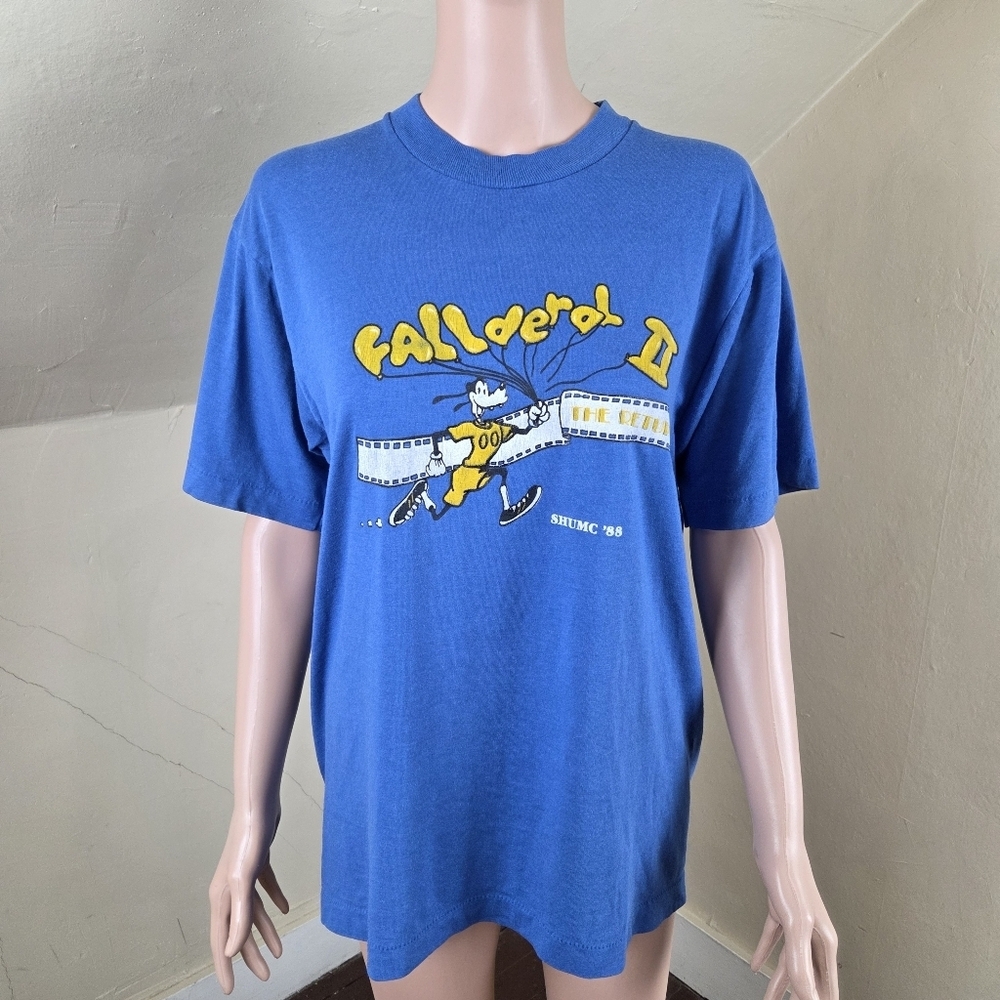 VTG 1988 Screen Stars Best Graphic T Shirt Large Blue SHUMC 88 Single Stitch USA